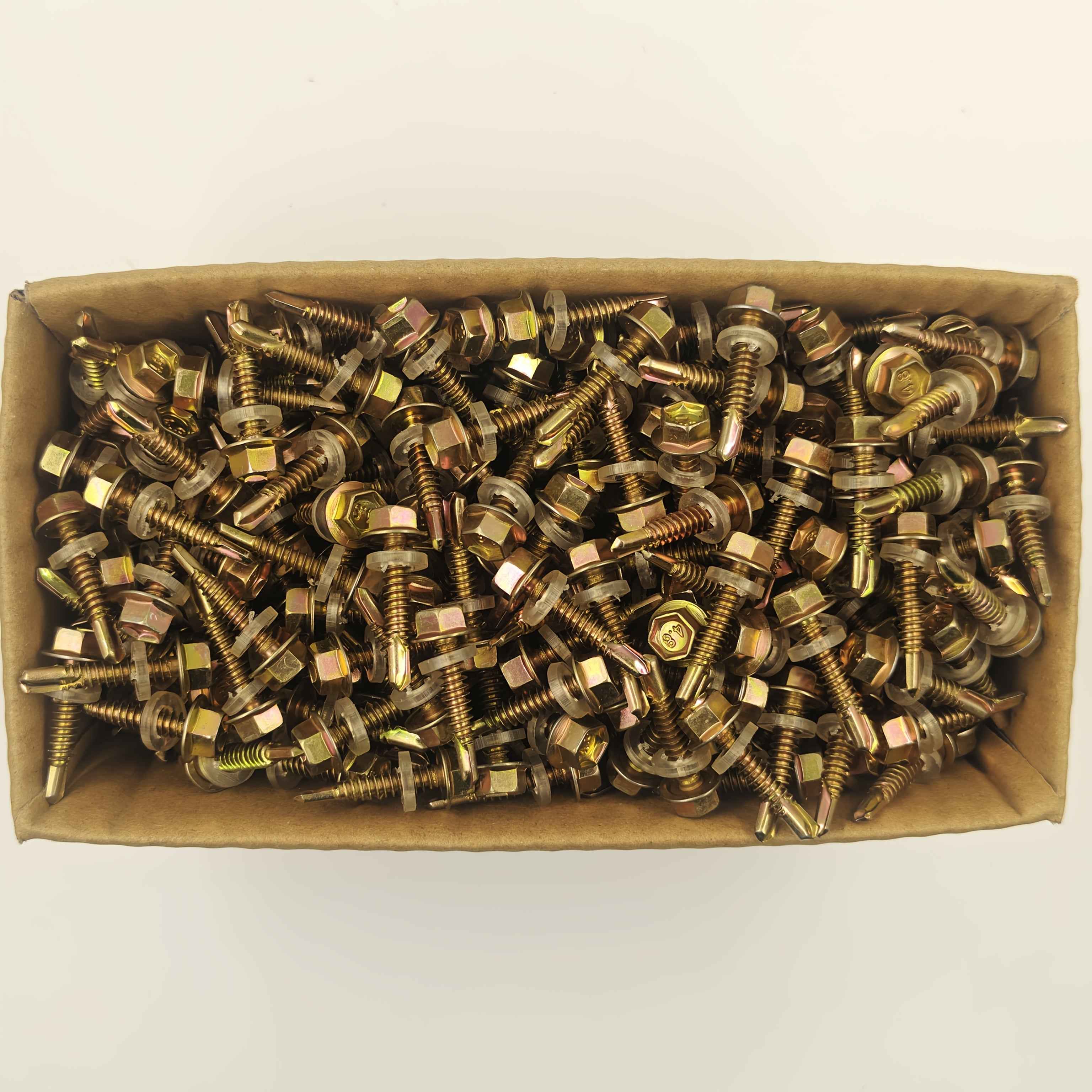 500 Pcs Hex Head Self Tapping Screw Set — Galvanized Drill-Tail Screws with Washers for Metal Wood & Plastic - 500pcs