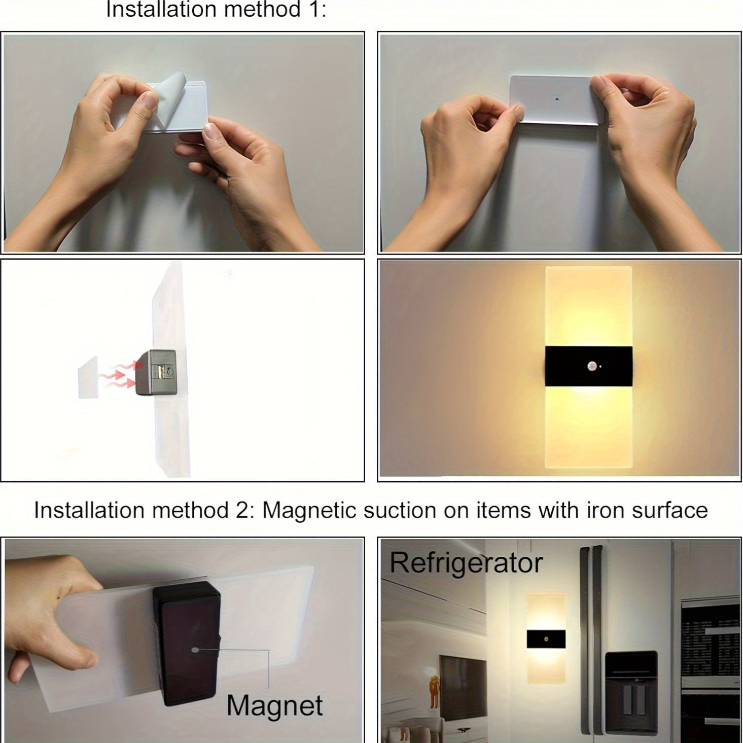 2pcs Rechargeable Magnetic Night Lights by Snagg A Wall Light