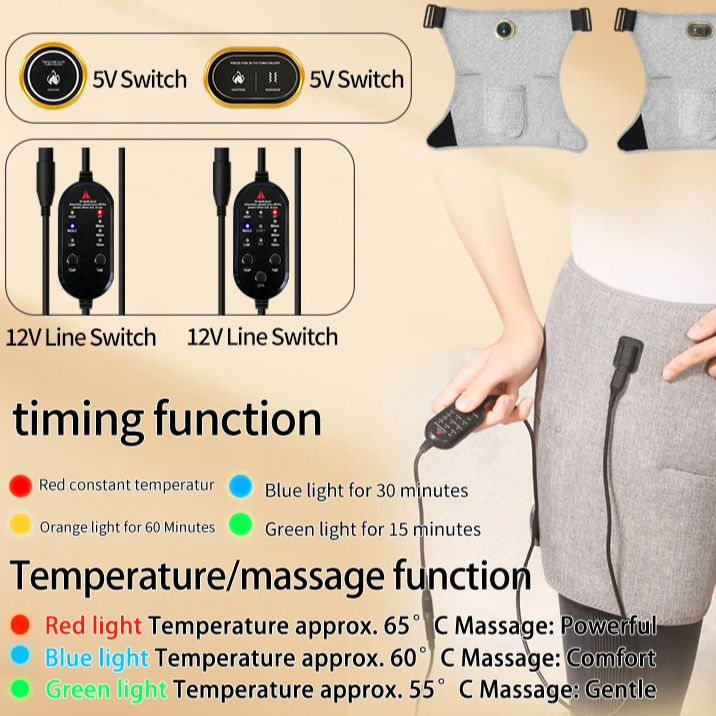 Hip Massager with Red Light Heat & Vibration Therapy – Muscle Recovery & Joint Relief Support