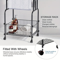 Heavy-Duty 3-Tier Freestanding Towel Rack with Storage Basket by Snagg A Rack
