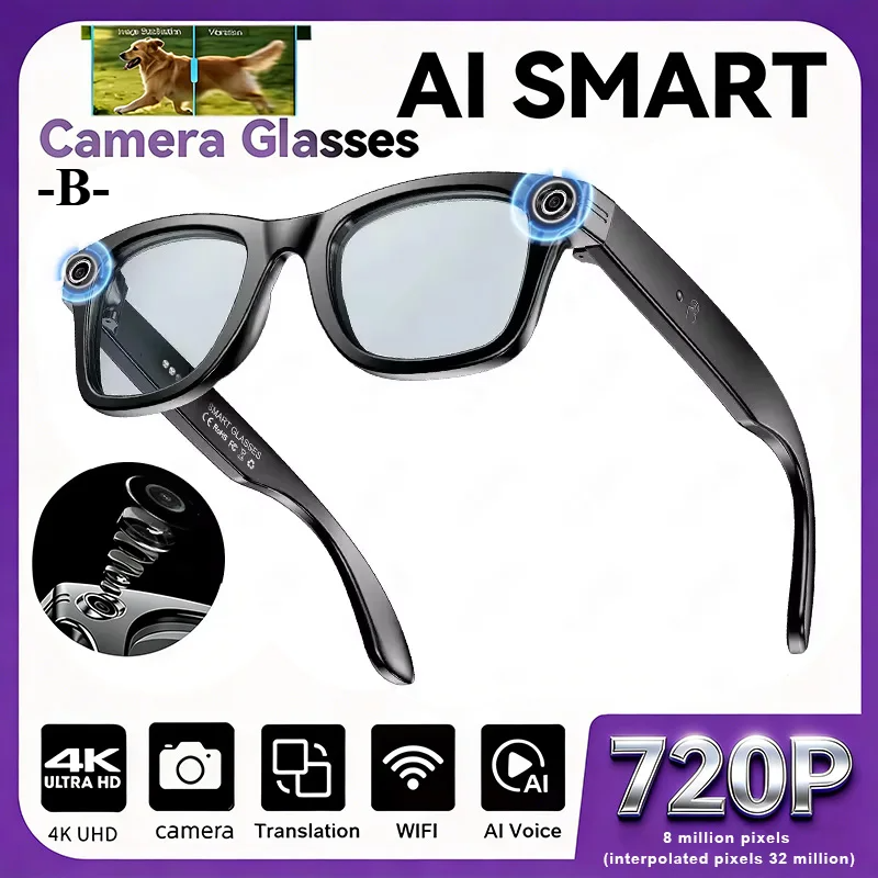 W610 AI Smart Glasses – 8MP HD Camera with 100+ Language Translation