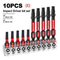 1"/2" Impact Magnetic Torx Screwdriver Bit Set – T20/T25 S2 Alloy Steel with Storage Organizer