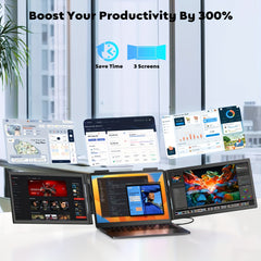 Triple Laptop Screen Extender 14" FHD 1080P Dual Display