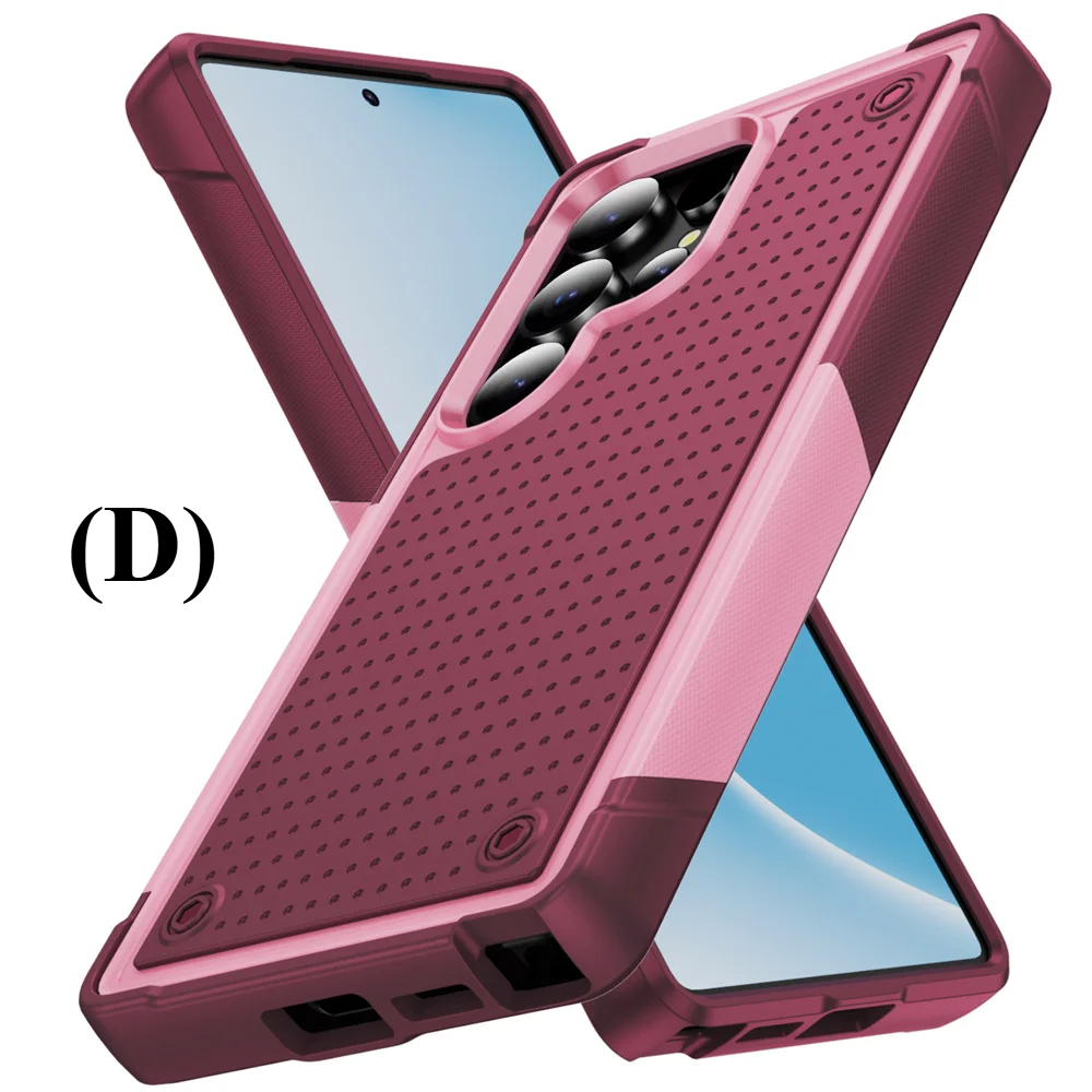 Shockproof Contrast Color Bumper Case – for Samsung Galaxy S25 Series - D - Red & Pink / For S25Ultra - Phone Cases