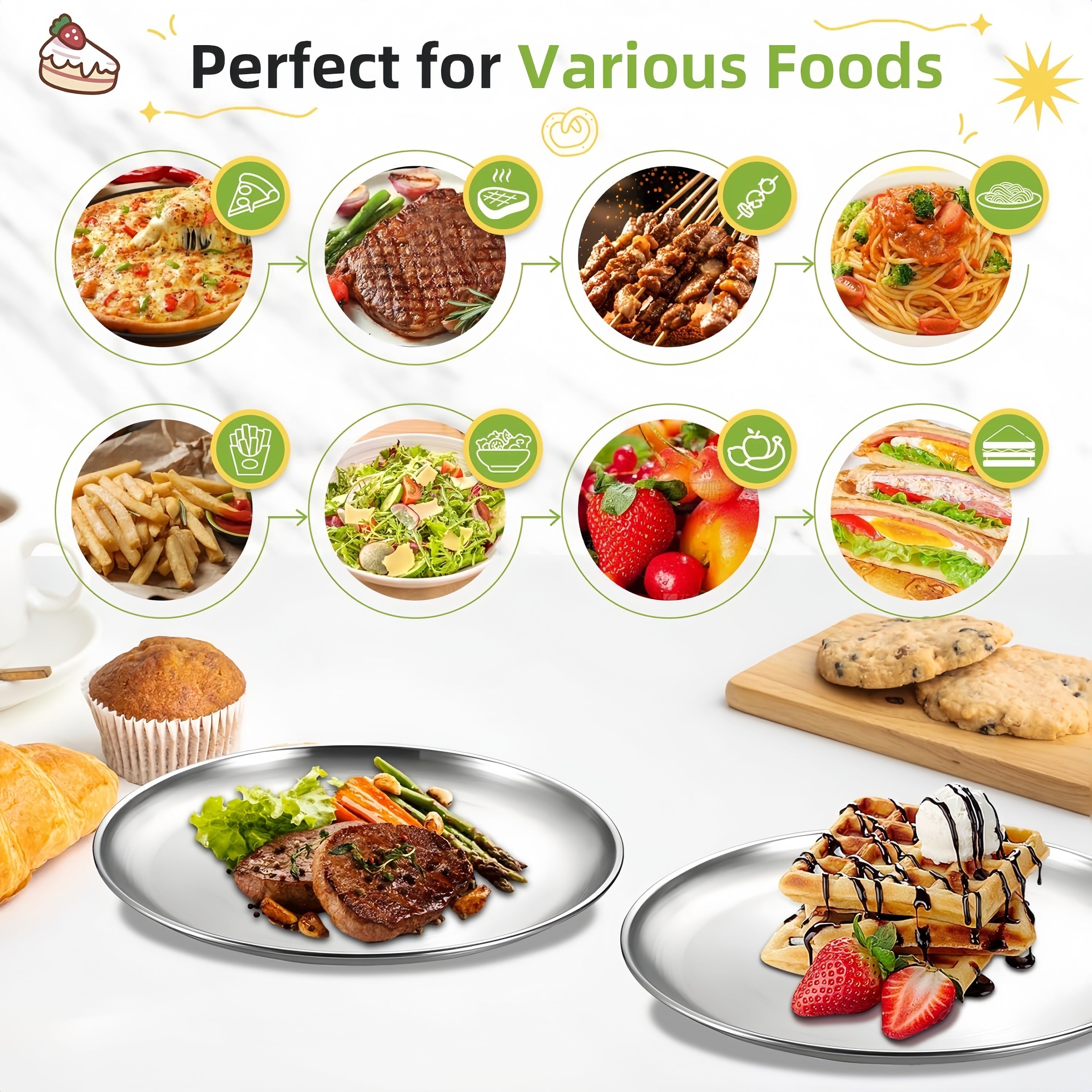 Stainless Steel Cake Plates Matte 17cm Reusable Party Set by Snagg A Plate