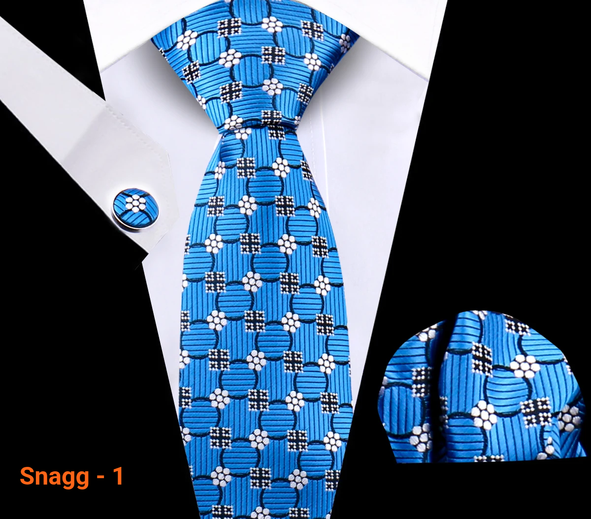 Classic Plaid Tie Set for Men - Necktie with Matching Pocket Square & Cufflinks - Snagg - 1 - Others In Fashion