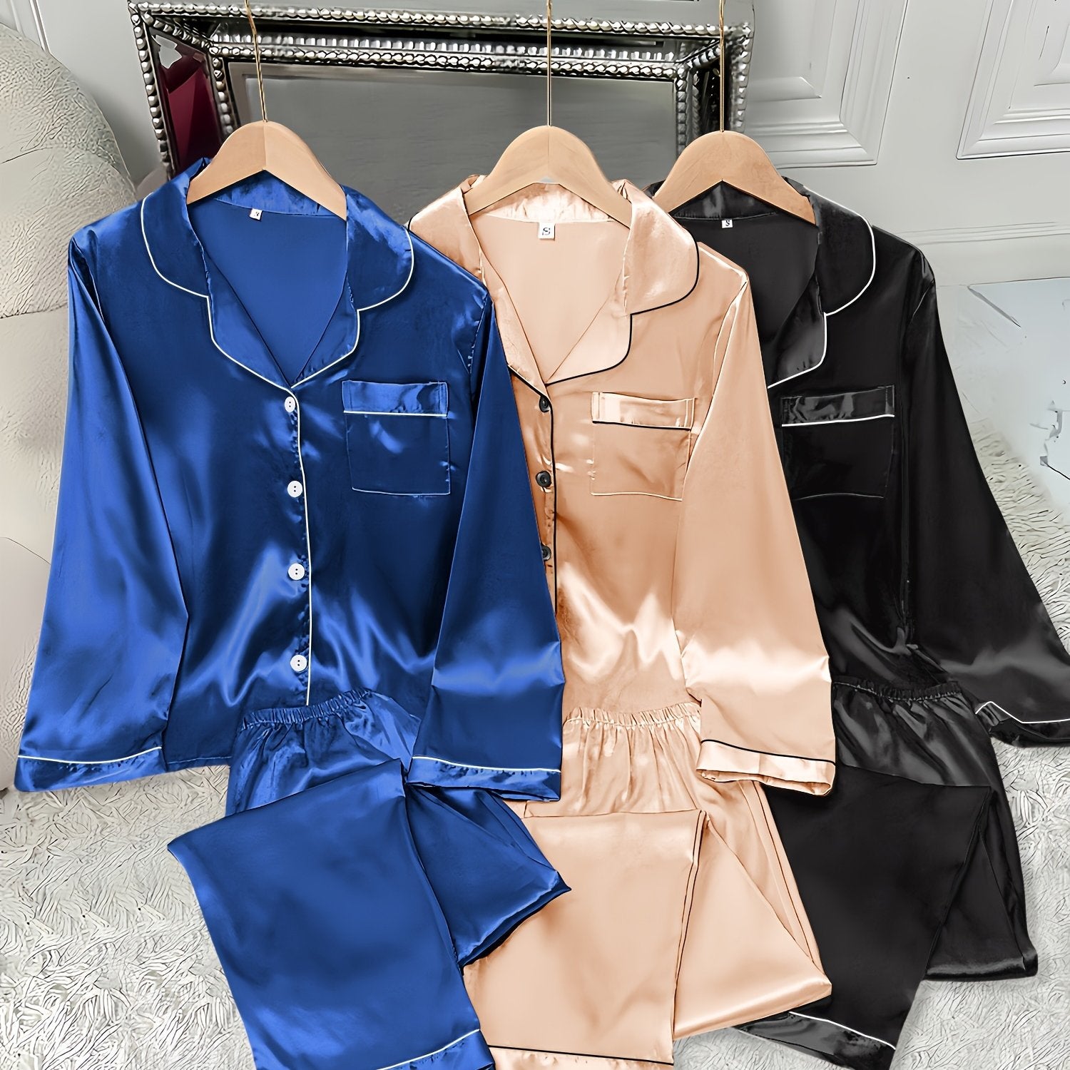 Women’s 3-Piece Satin Pajama Set by Snagg A Pajama