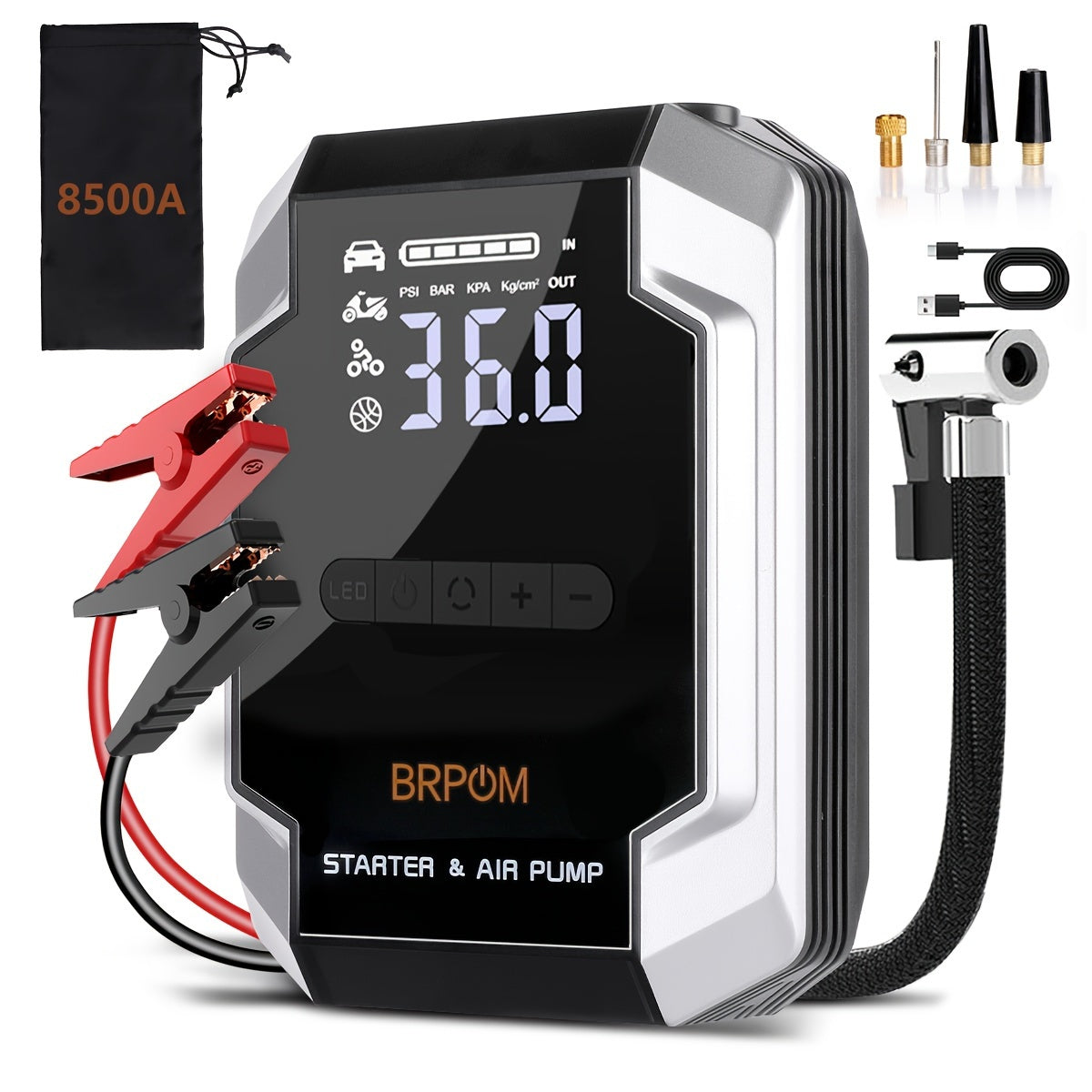 8500A Portable Car Jump Starter with Air Compressor by Snagg A Jump Starter