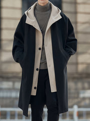 Men’s Casual Hooded Tweed Trench Coat by Snagg A Coat