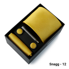 Luxury Men’s Tie Set Solid Colour Slim Necktie Hanky Cufflinks & Clip - Snagg - 12 - Others In Fashion