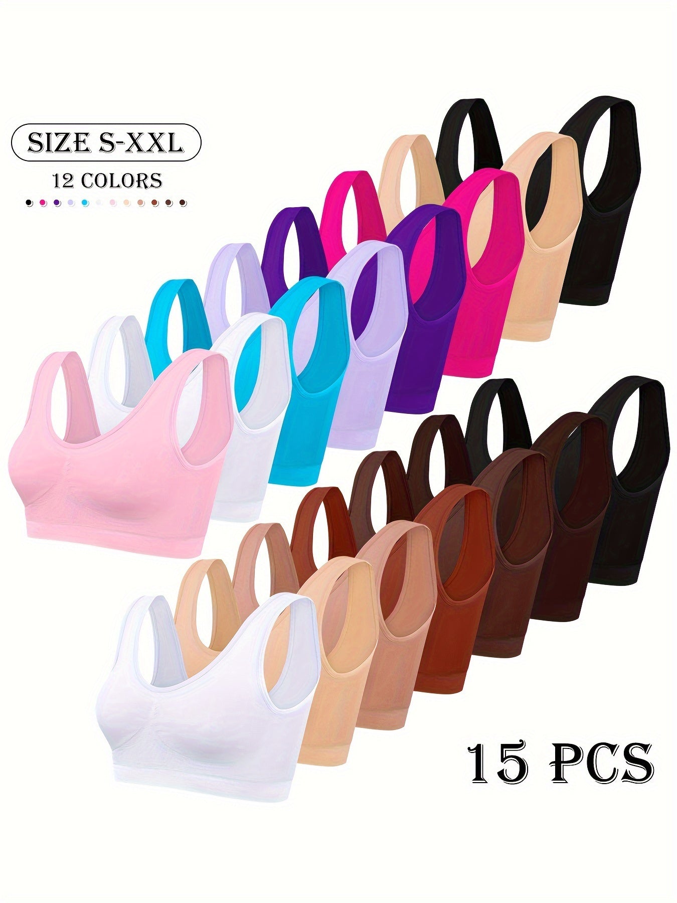 Women’s 15-Piece Seamless Sports Bra Set by Snagg A Bra
