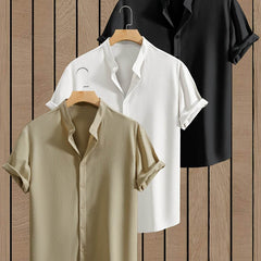 3-Pack Men’s Summer Short Sleeve Dress Shirts - SnaggIt