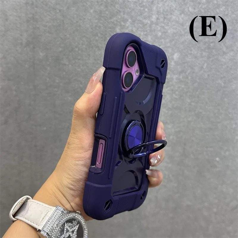 3 in 1 Heavy Duty Shockproof Case - for iPhone 15 Series - E - Purple / Phone Cases & Covers