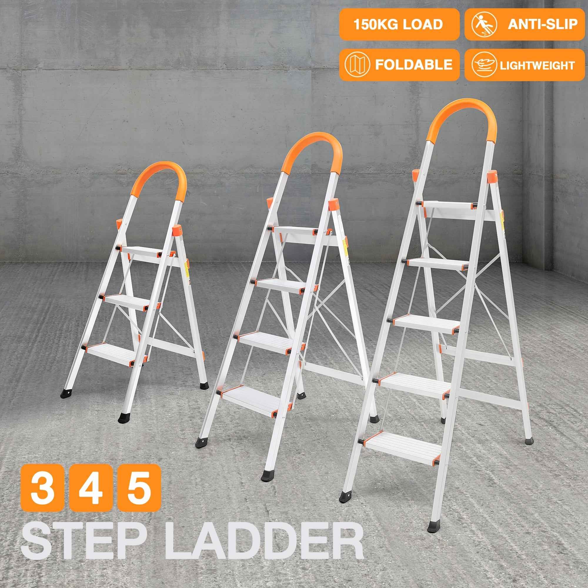4 Step Folding Aluminium Non Slip Ladder