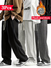 3pcs Men’s Fleece-Lined Track Pants - SnaggIt