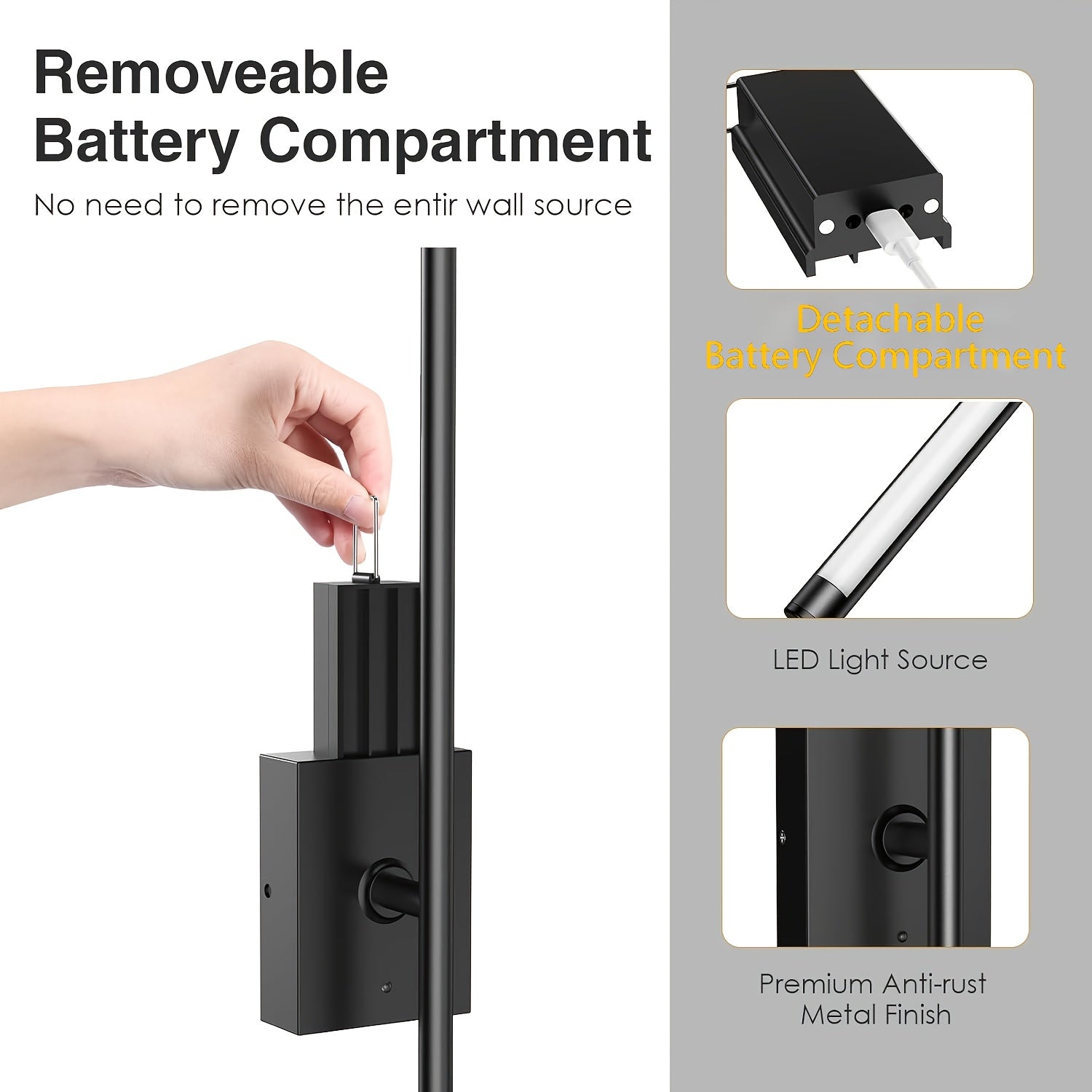 31.5" Wireless LED Wall Lamp – 360° Rotatable by Snagg A Wall Light