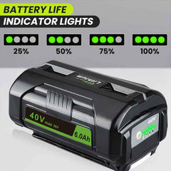 40 V 6.0 Ah Lithium-Ion Replacement Battery Compatible With Ryobi 40 V Cordless Tools & Chargers