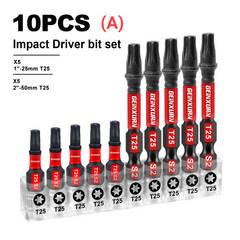 1"/2" Impact Magnetic Torx Screwdriver Bit Set – T20/T25 S2 Alloy Steel with Storage Organizer