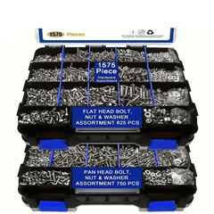 1575 Piece Stainless Steel Bolt Nut & Washer Assortment - 1575pcs(blue) - Power Tools Gadget