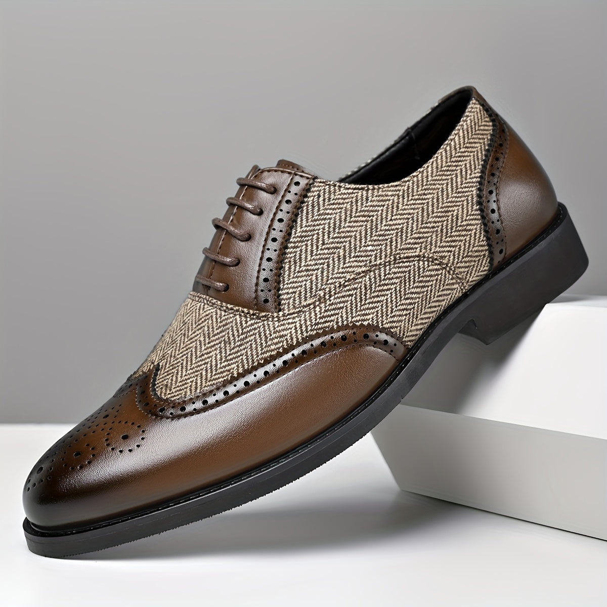 Men’s Casual Business Brogue Oxfords Classic Lace-Up Dress Shoes by Snagg A Shoes