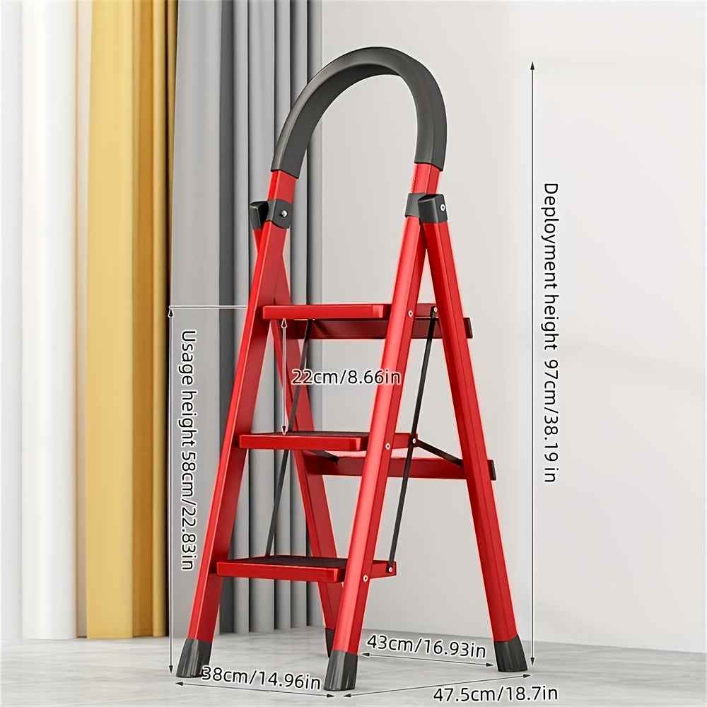 Heavy Duty 3 Step Ladder – Wide Anti-Slip Steps & Sturdy Handrail