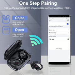 Wireless Earbuds 5.4 Headphones Sports, 75H Stereo Deep Bass Over-Ear with Earhooks, 4 ENC Mic, LED Display for Running Workout Exercise Gym, Exercise Audio Gear, Ergonomic Fit, Premium Audio, Noise Isolation, Music Lovers by Snagg An EarBud