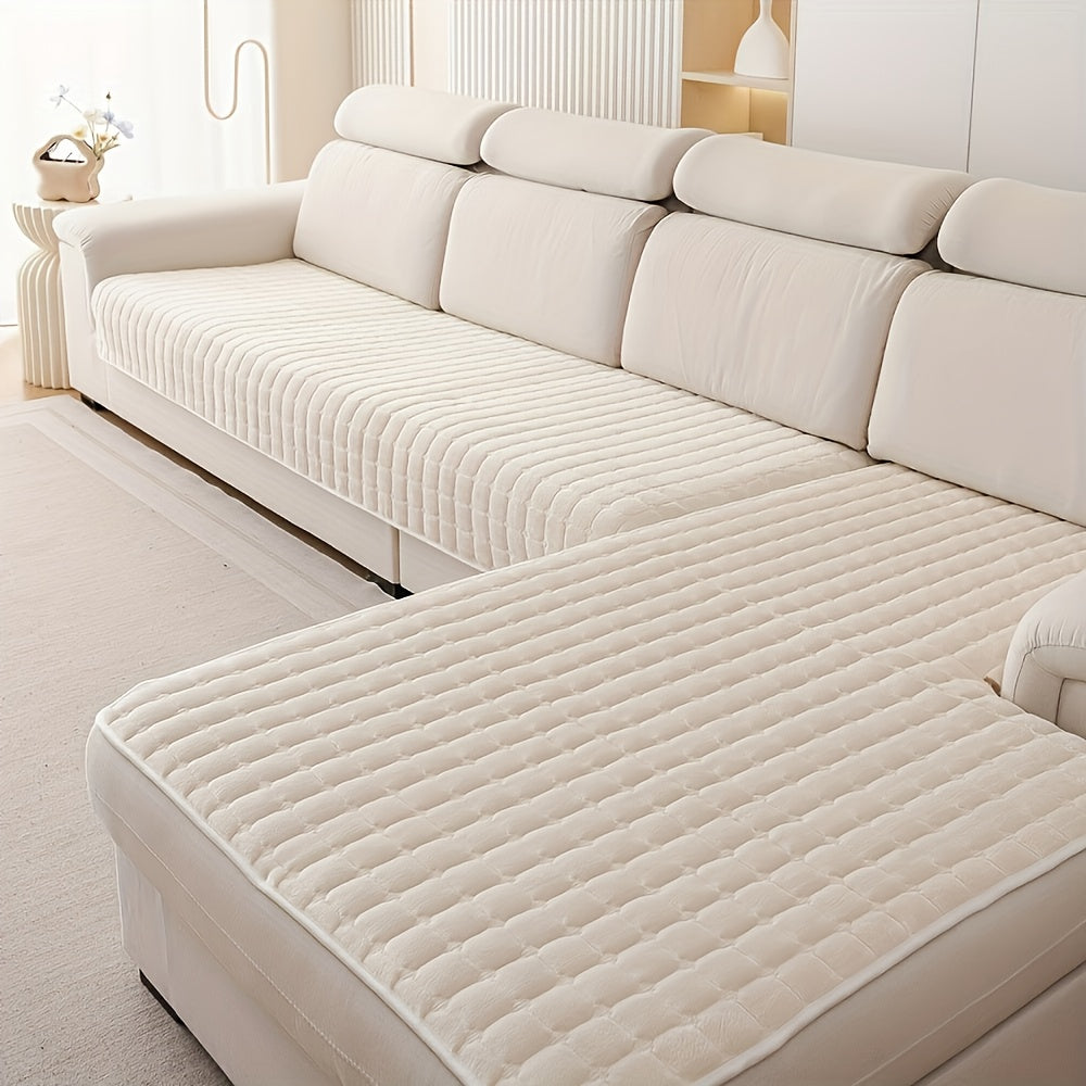 2pcs Elegant Quilted Flannel Sofa Cover Set by Snagg A Sofa Cover