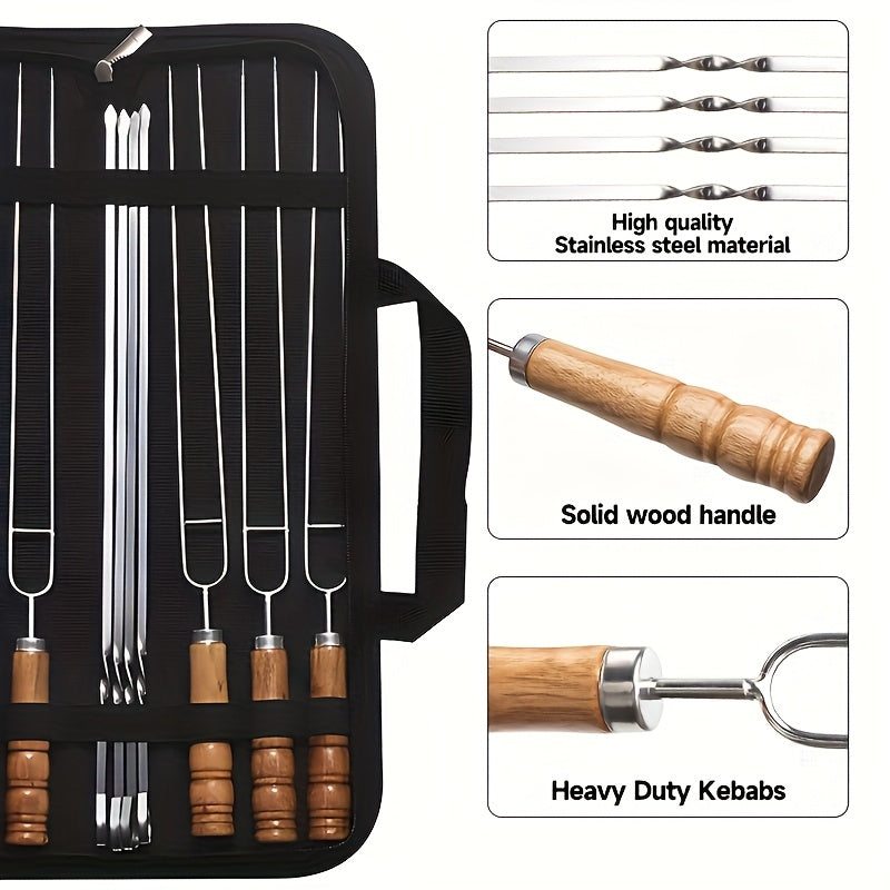 10pcs Stainless Steel BBQ Skewers by Snagg A Skewer