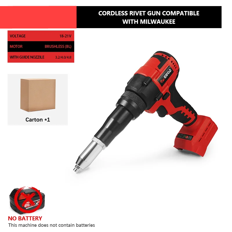 20V Brushless Auto Rivet Gun – 3.2–4.8mm Cordless Riveting Tool for Metalwork