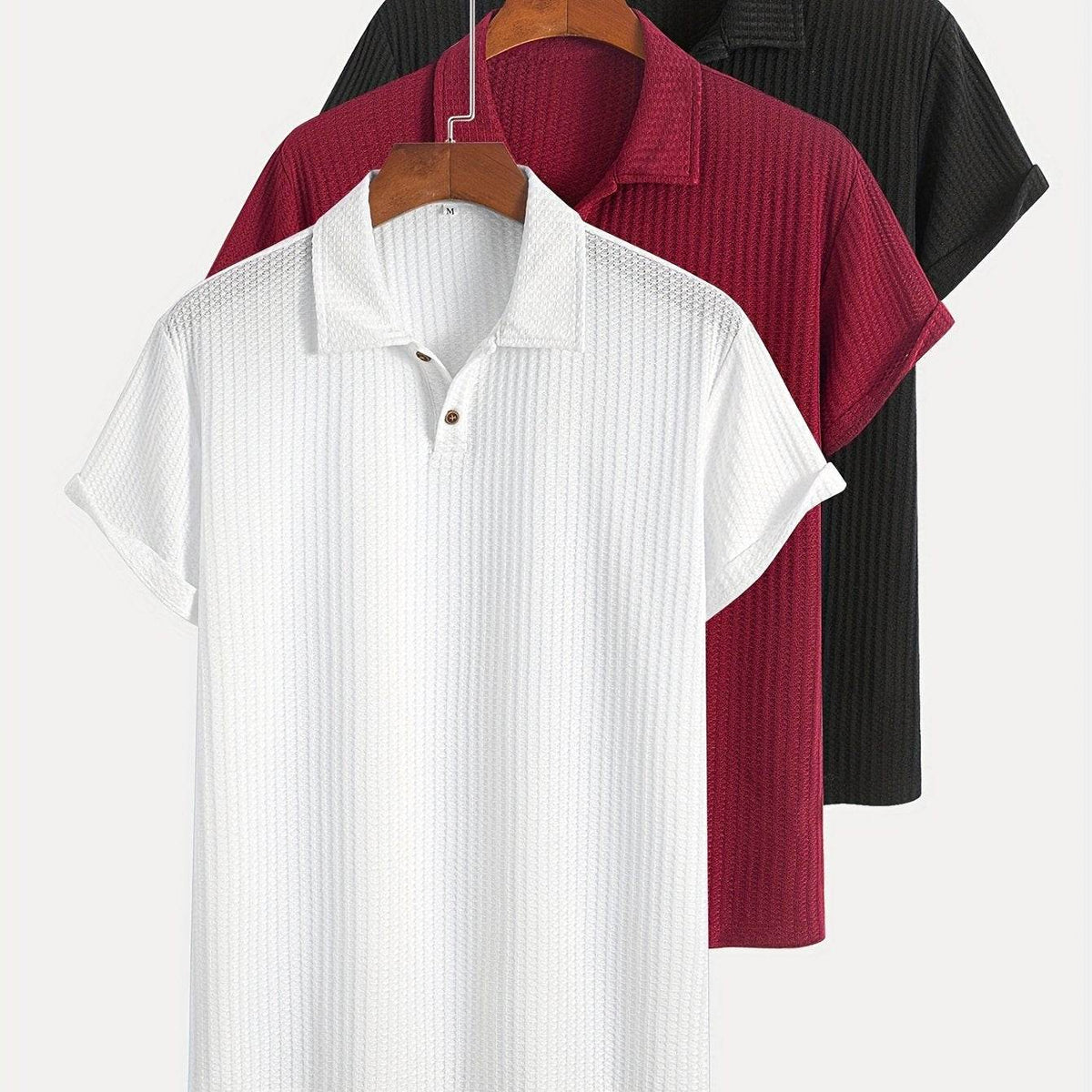 3-Pack Men’s Summer Jacquard Knit Polo Shirts – Sporty Casual Style - SnaggIt