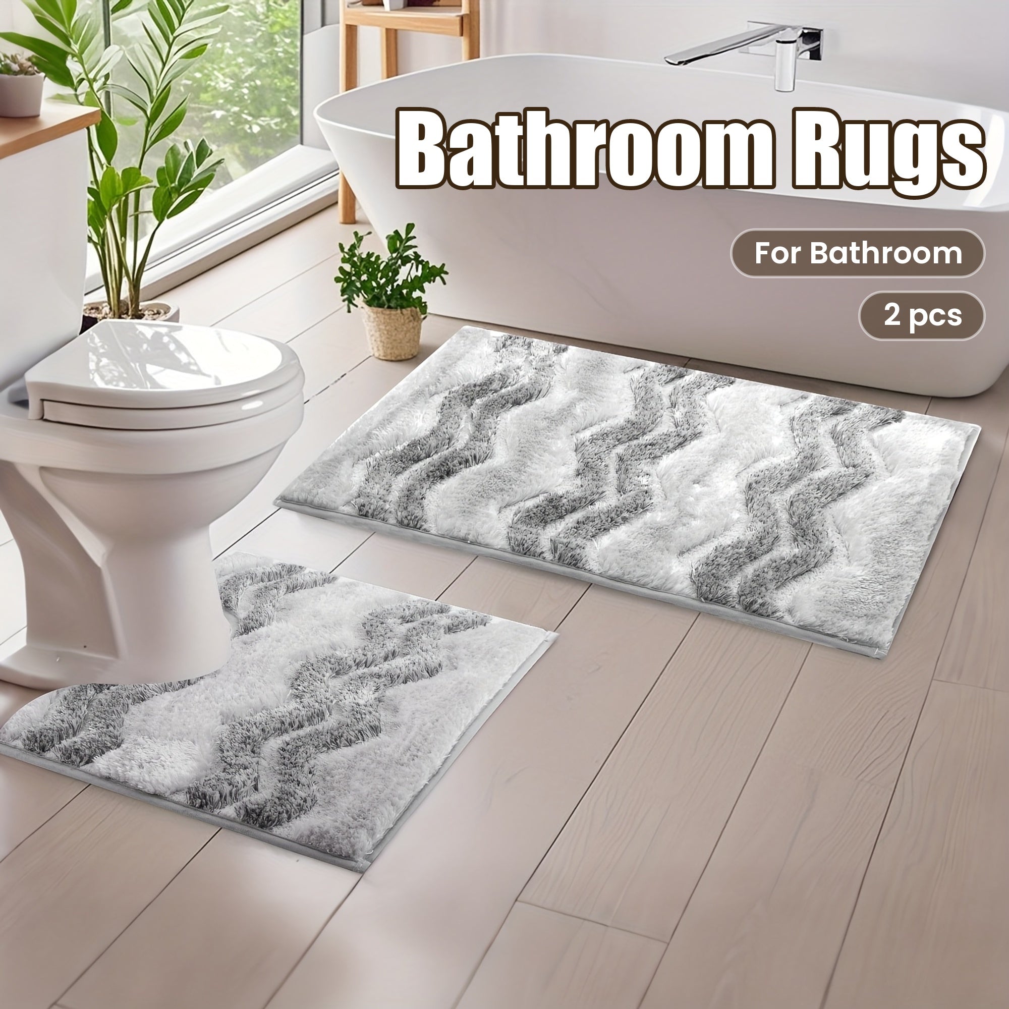 2 Pcs Luxury Bathroom Rug Set by Snagg A Rug