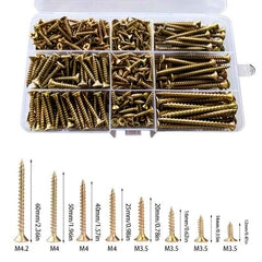 440 Pack Self Tapping Wood Screw Kit — Colour Galvanized M3.5/M4 Screws in 25–60mm Sizes - 440pcs M4/3.5 Length