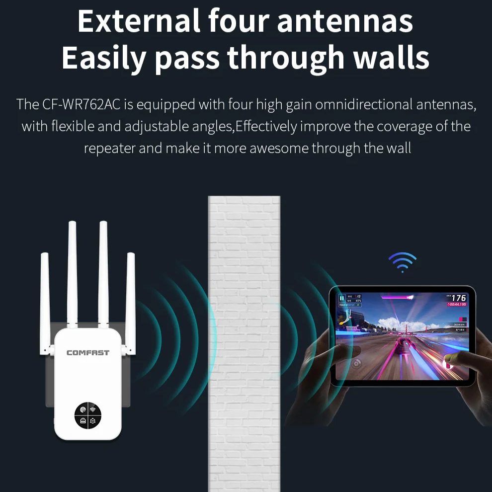 1200Mbps Dual Band WiFi Repeater – 2.4G/5.8G Signal Extender by Snagg A WiFi Booster