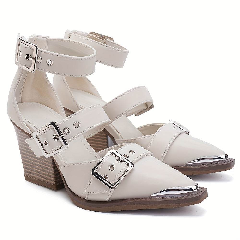 Chic Women’s High Heels with Elegant Pointed Toe & Adjustable Buckle - SnaggIt