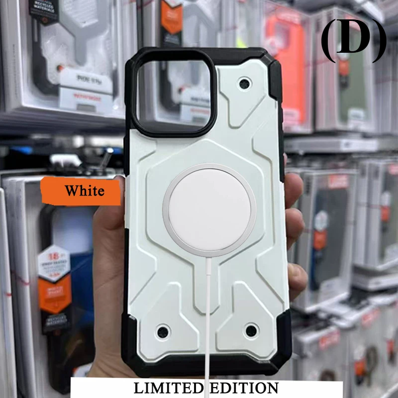 Shockproof Rugged MagSafe Case - for Apple iPhone 16 Series - D - White / Pro Max - Phone Cases & Covers