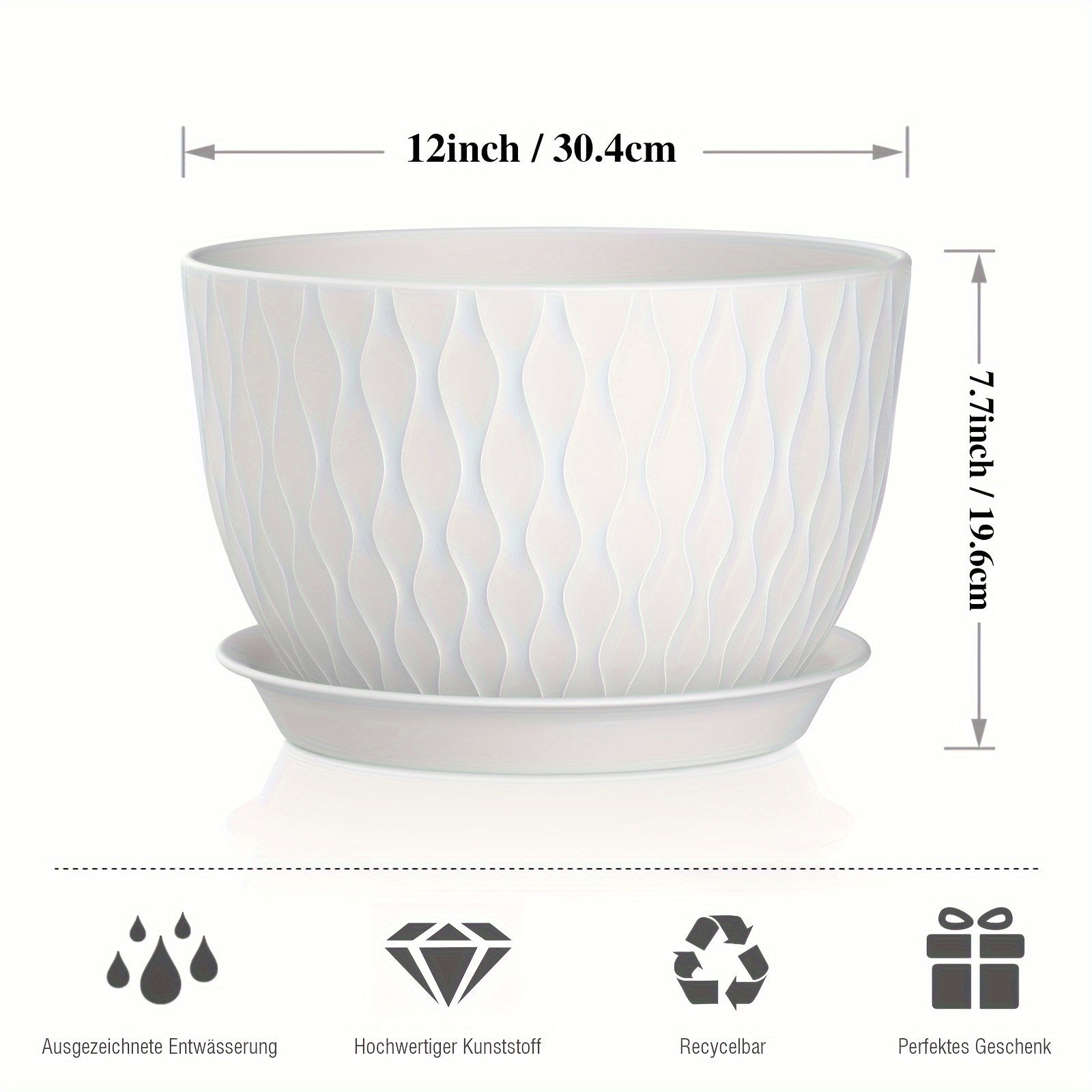 3pcs 12" Plastic Planters with Trays by Snagg A Pot