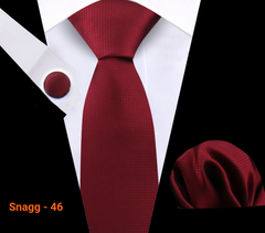 Classic Plaid Tie Set for Men - Necktie with Matching Pocket Square & Cufflinks - Snagg - 46 - Others In Fashion
