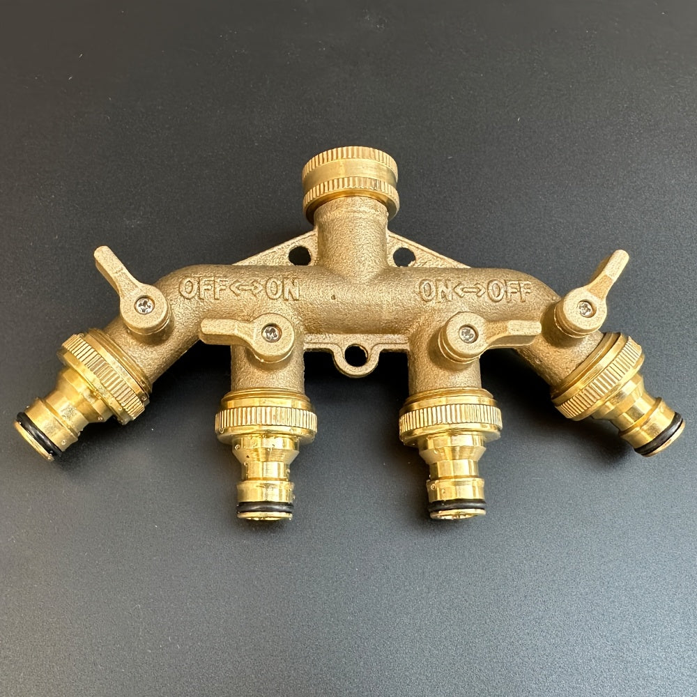 4 Way Brass Garden Hose Splitter with Quick Connector – EU Standard 3/4" by Snagg A Valve