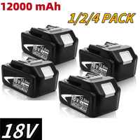 1 / 2 / 4 Pack 18 V 12.0 Ah Lithium-Ion Batteries — Replacement for Makita 18 V Cordless Tools