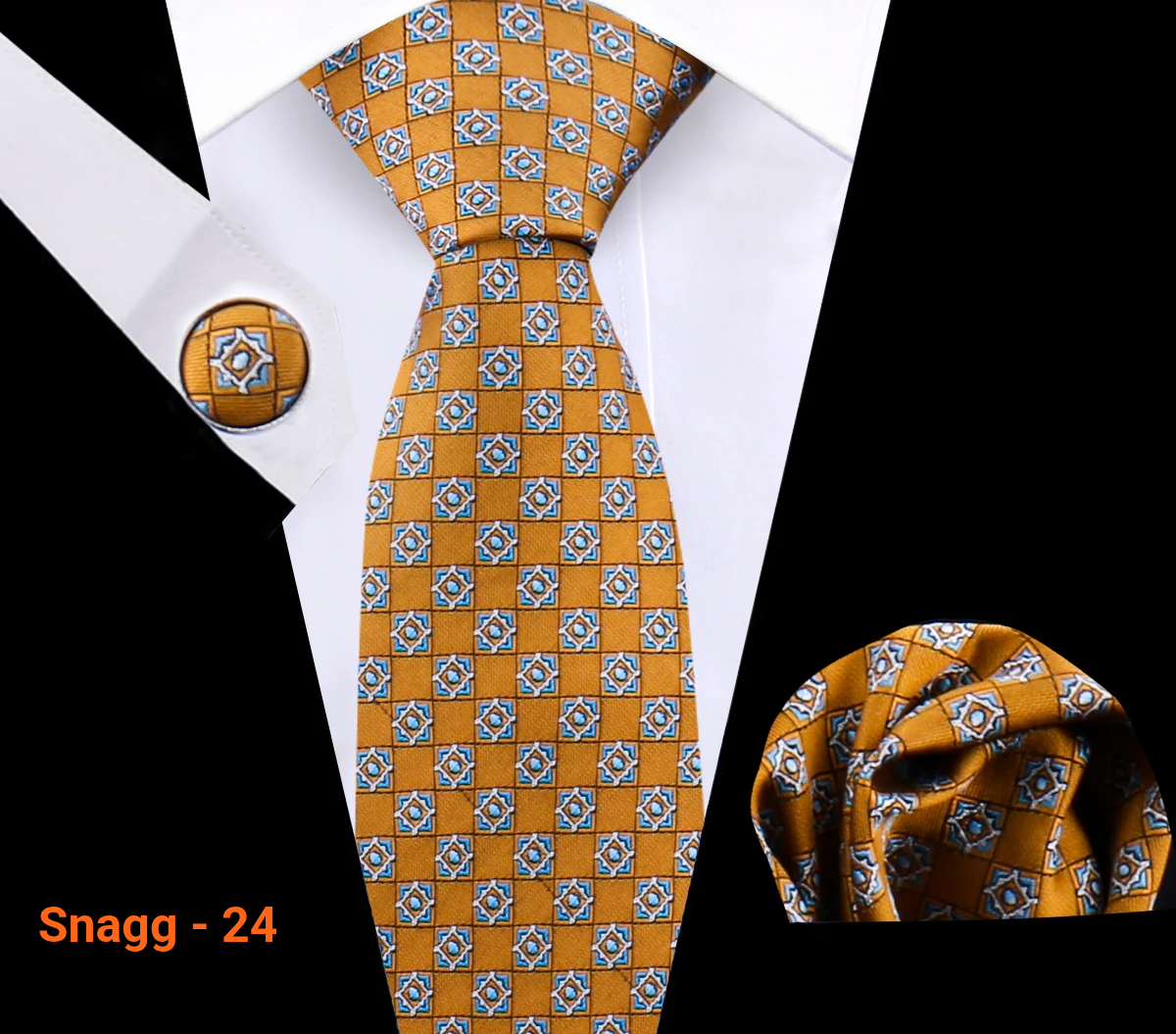 Classic Plaid Tie Set for Men - Necktie with Matching Pocket Square & Cufflinks - Snagg - 24 - Others In Fashion