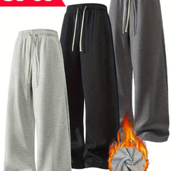 3pcs Men’s Fleece-Lined Track Pants - SnaggIt