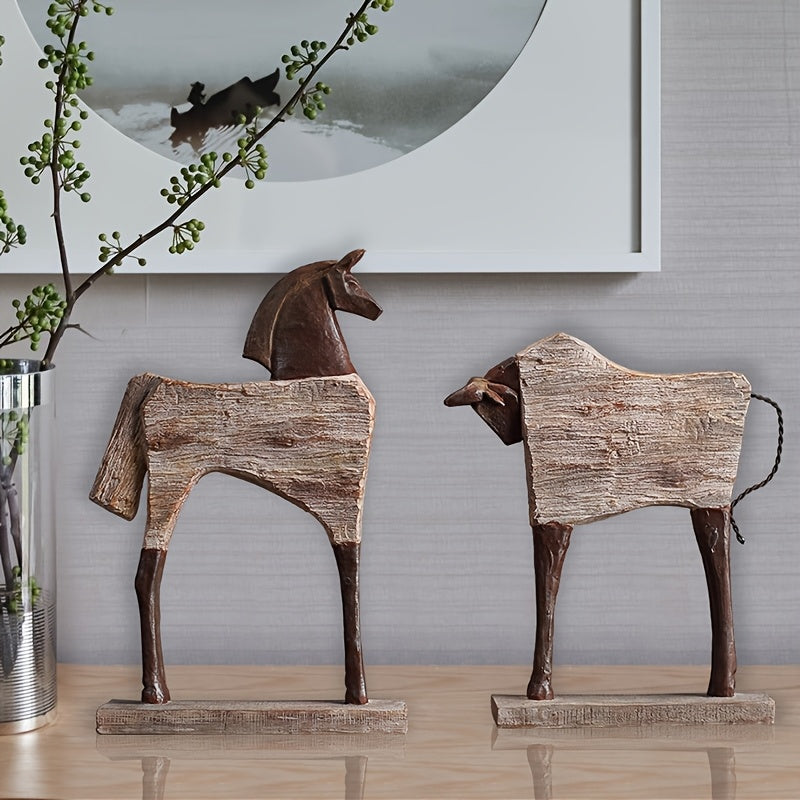 Vintage Resin Horse & Bull Figurines by Snagg A Sculpture