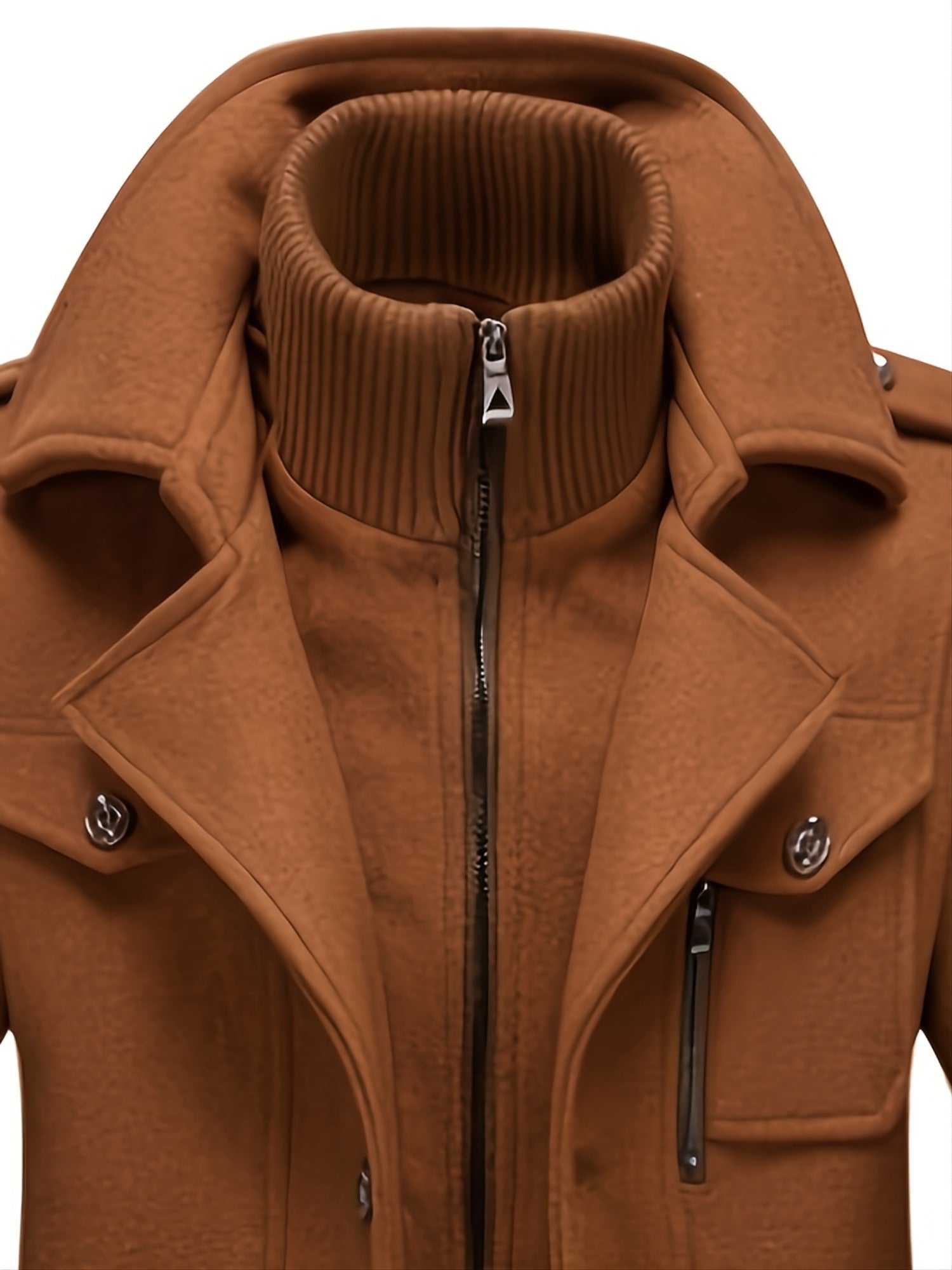 Men’s Elegant Double Collar Wool-Blend Trench Coat by Snagg A Coat