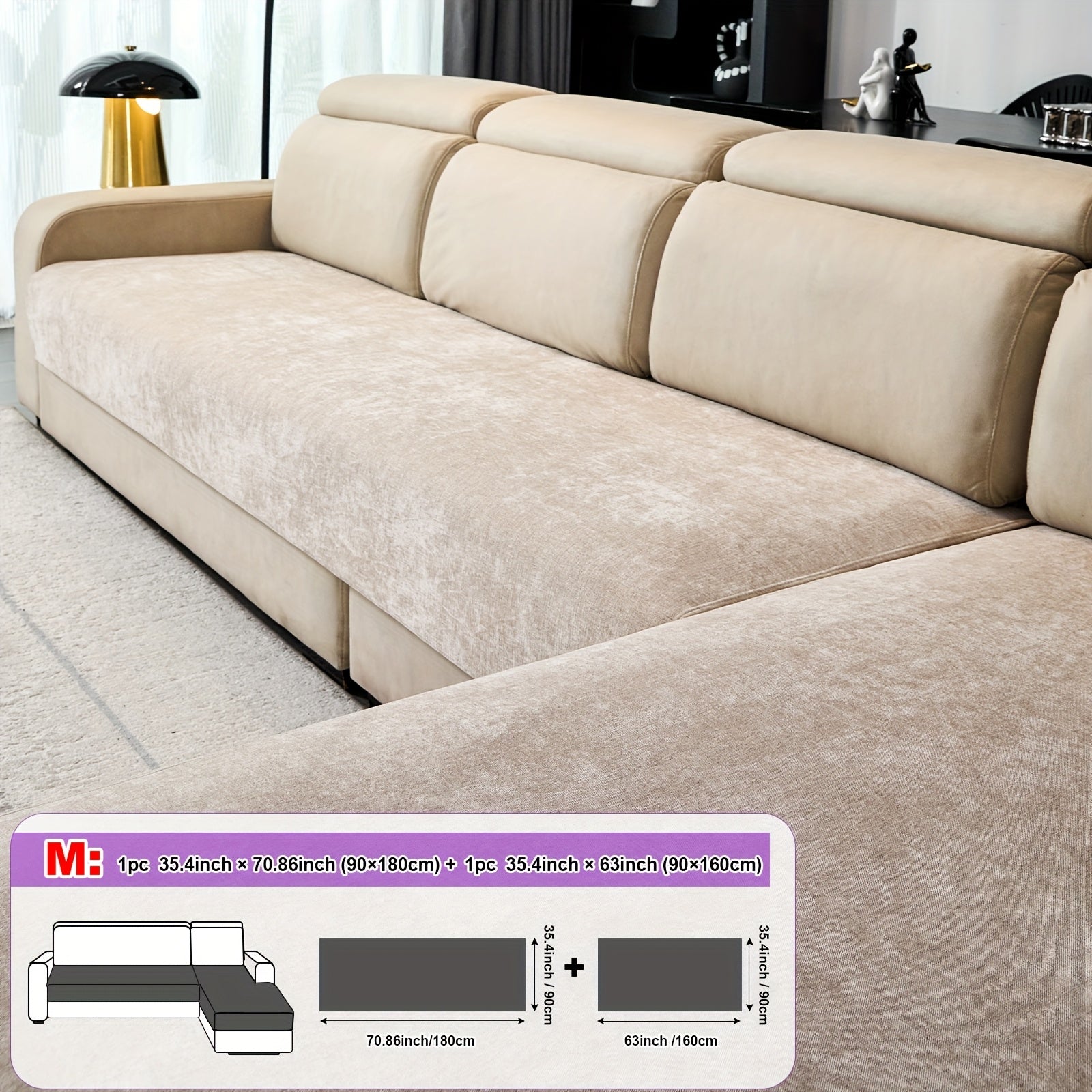 2pcs Yanmo Chenille L-Shaped Sofa Cover by Snagg A Sofa Cover