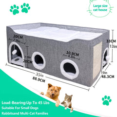 Large Collapsible Cat House with Dual Caves & Play Ball by Snagg A Cave
