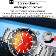 Automatic Classic Diver’s Watch – Sapphire Crystal Ceramic Bezel BGW9 Luminous “Fire Cloud” Dial - Men’s Watches