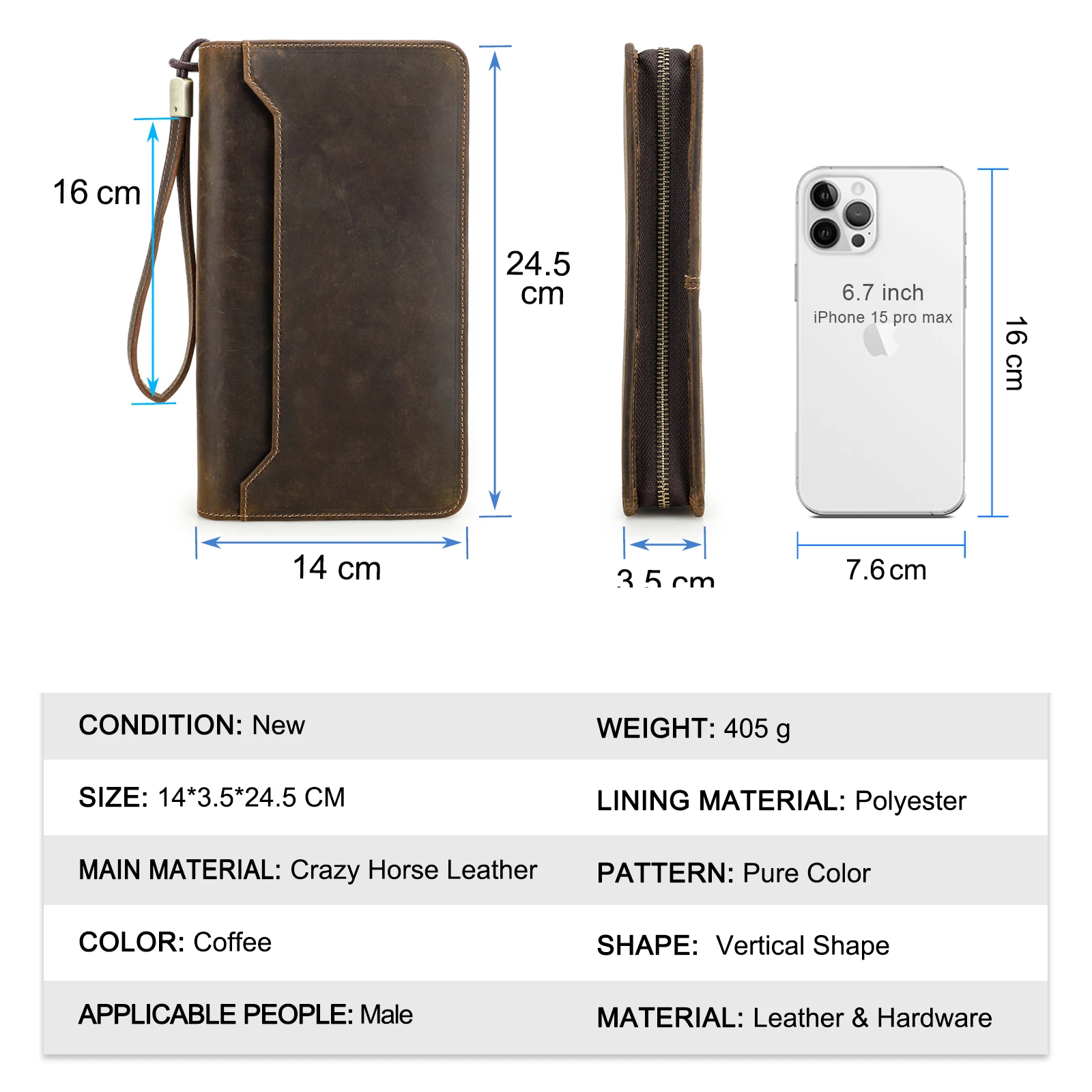 Genuine Leather Family Passport Wallet with AirTag Slot – Boarding Pass, Card & Pen Holder