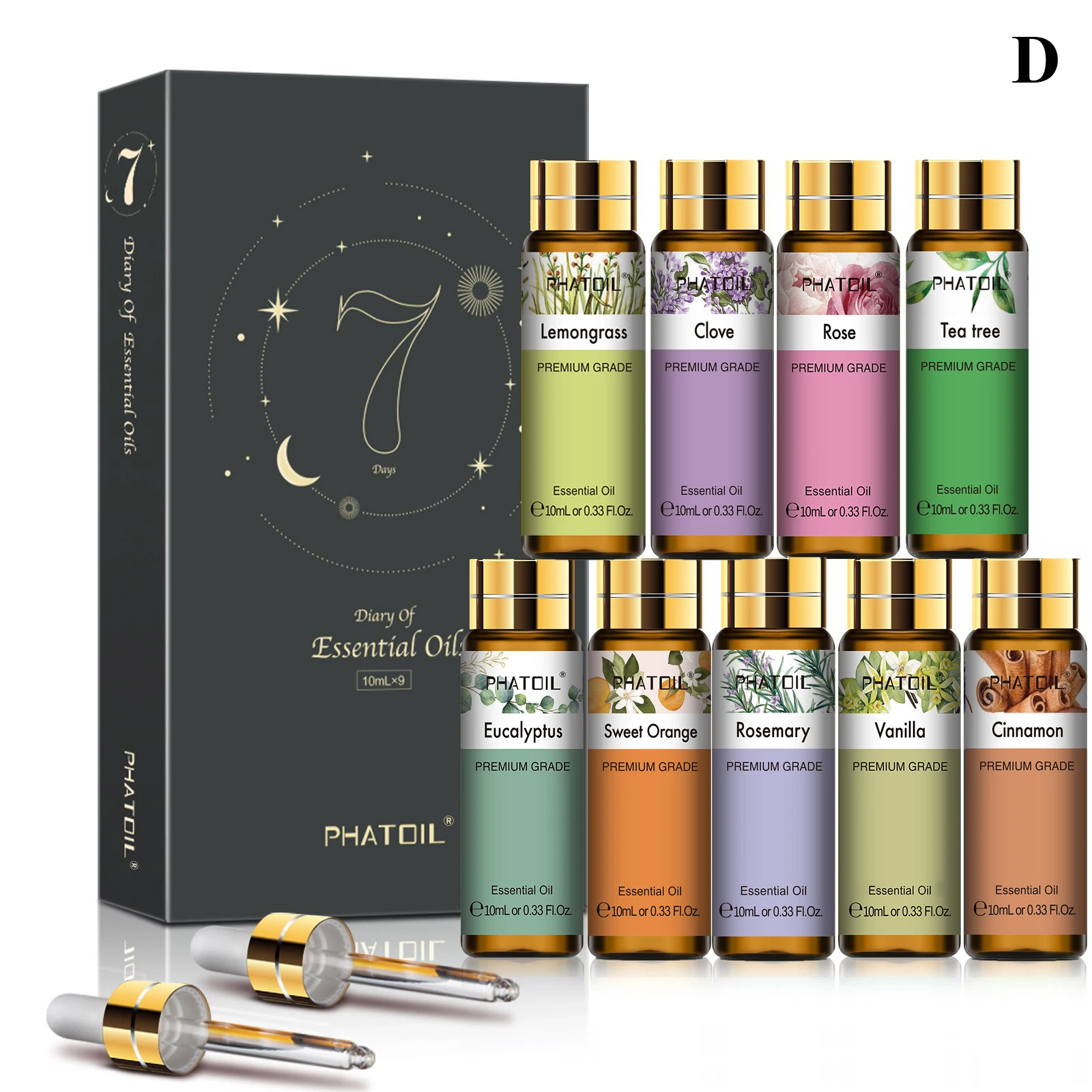 9 Pieces Essential Oil Library – 100% Pure 10ml Botanical Set for Diffusion, Artisanal Crafting & Wellness