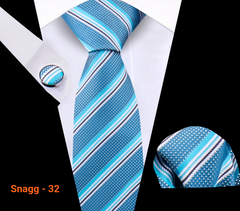 Classic Plaid Tie Set for Men - Necktie with Matching Pocket Square & Cufflinks - Snagg - 32 - Others In Fashion