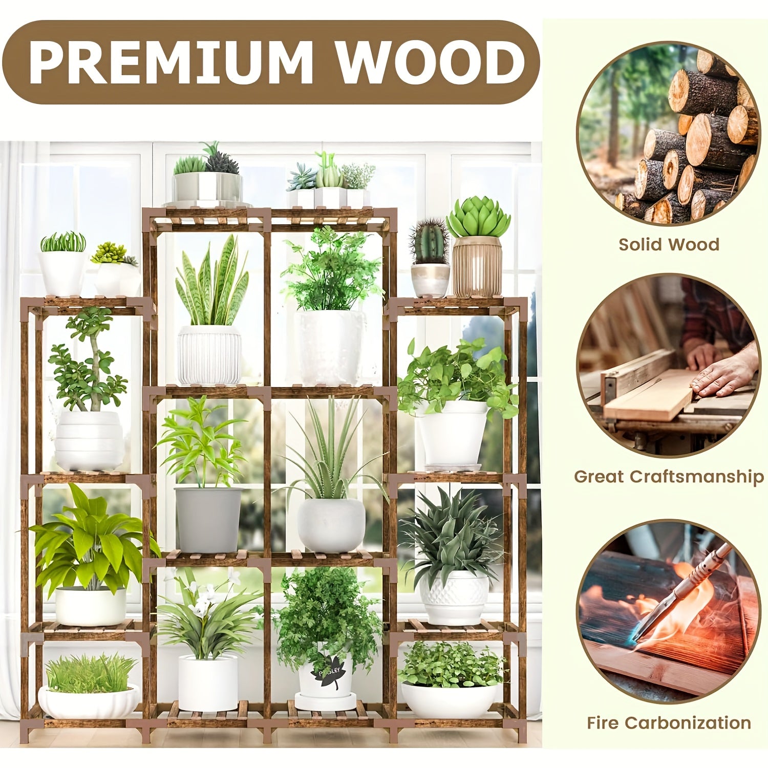 Large Tall Wooden Plant Shelf Rack by Snagg A Rack